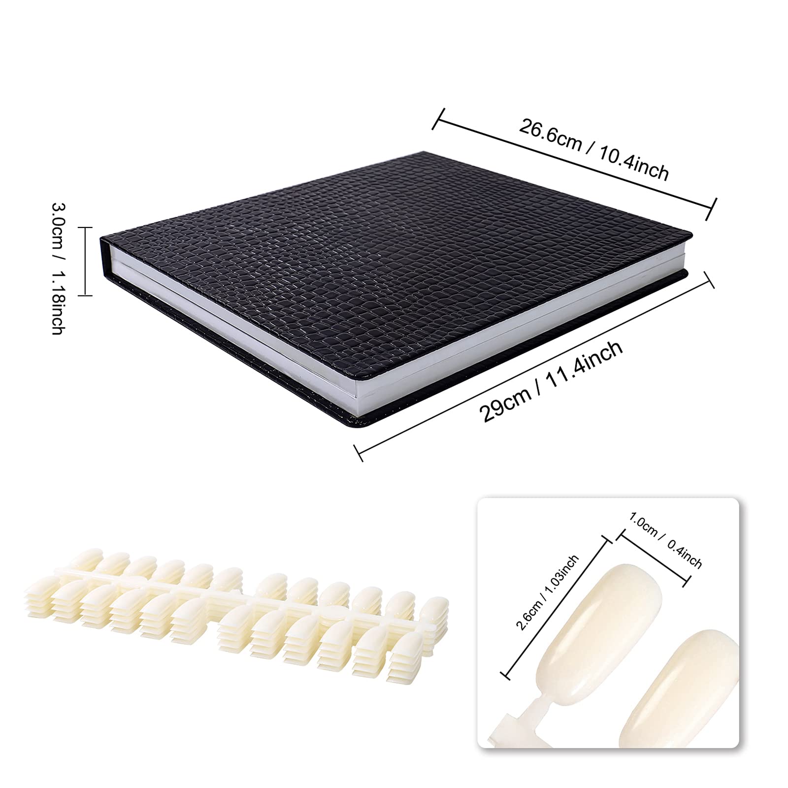 Nmkl 120 Nail Color Chart Display Book For Nail Polish Uv Gel Color Cards Nail Salon Tool With False Nail Tips (Black)